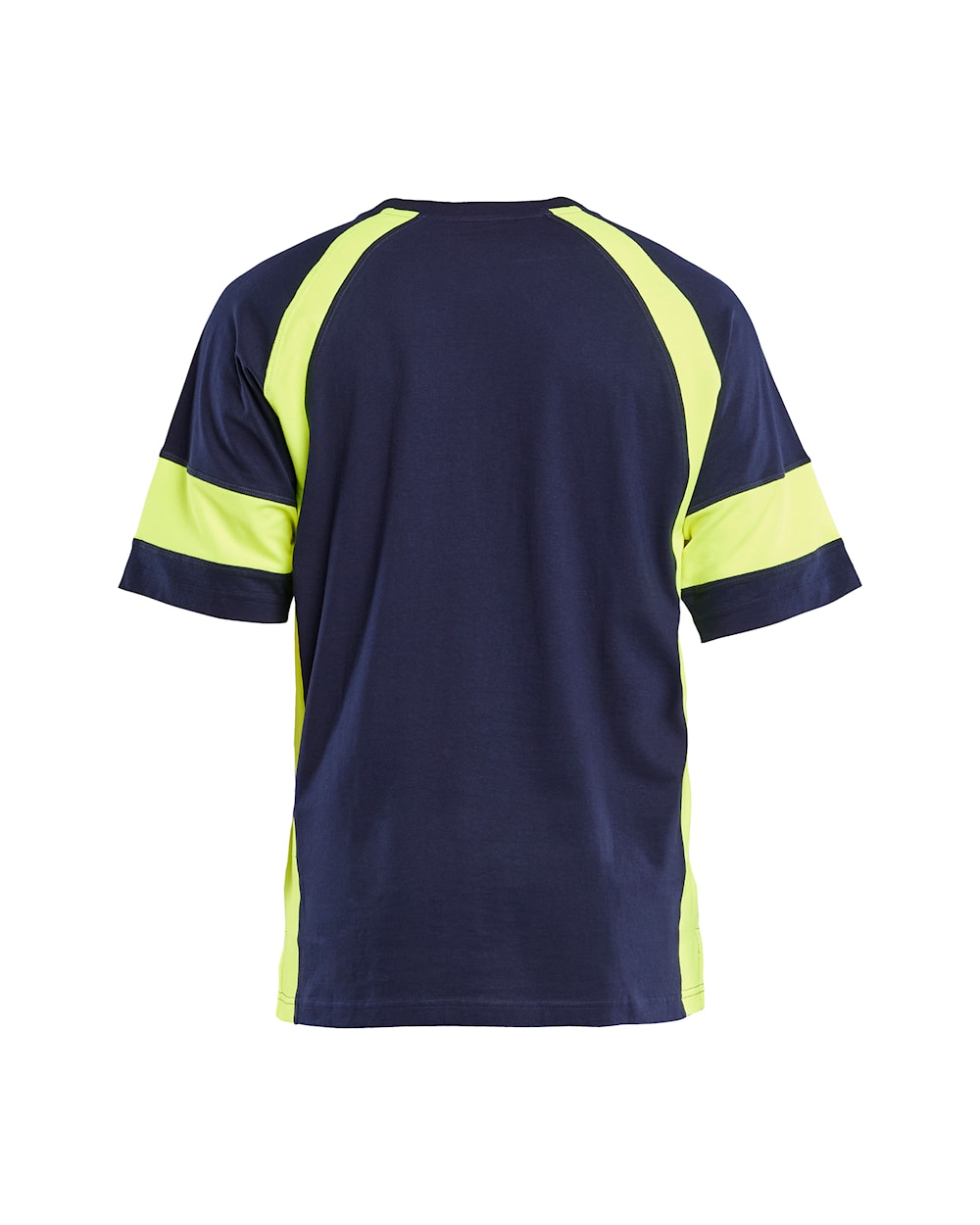 T-Shirt mit High Vis von hinten in Marineblau / Gelb