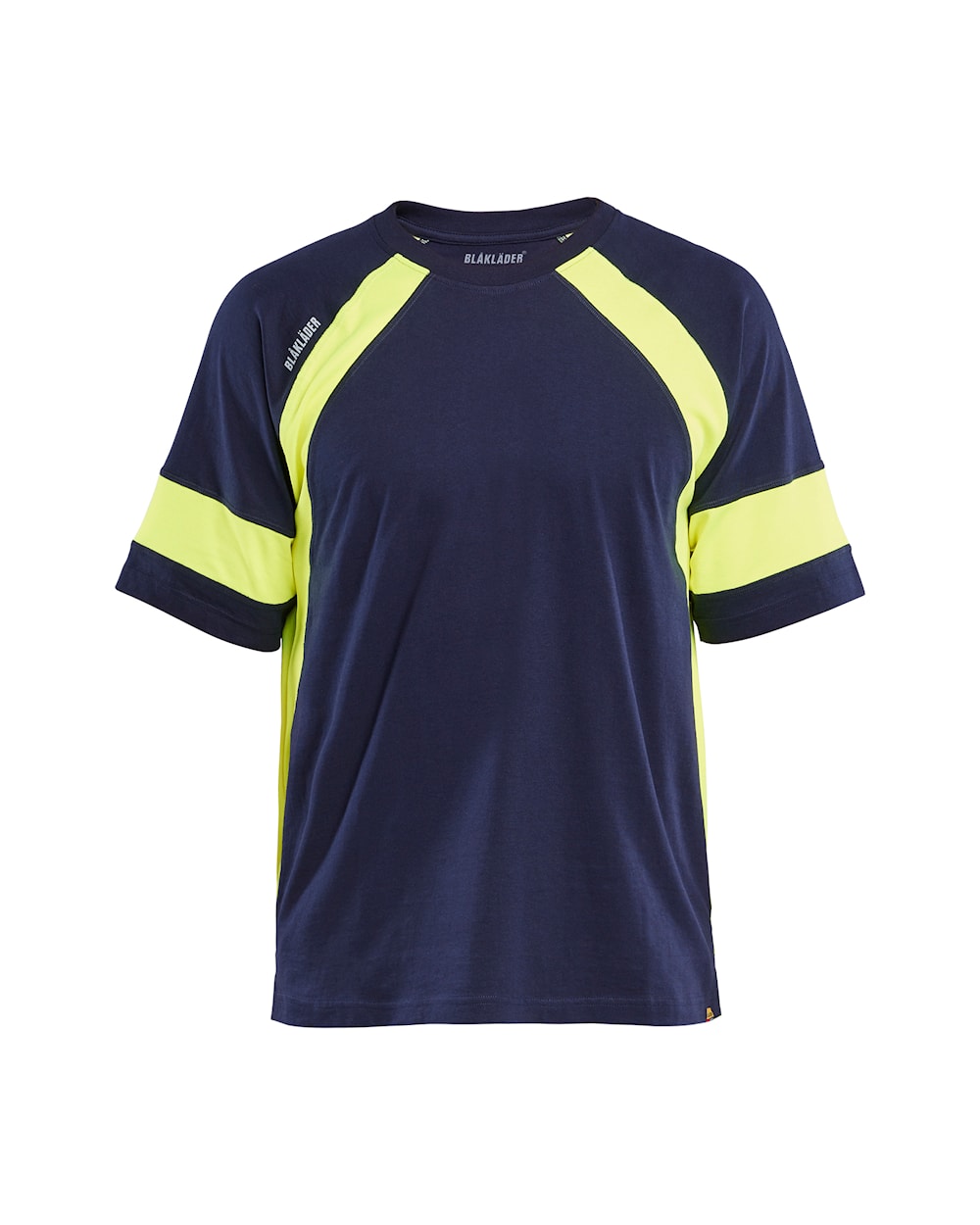 T-Shirt mit High Vis von vorne in Marineblau / Gelb
