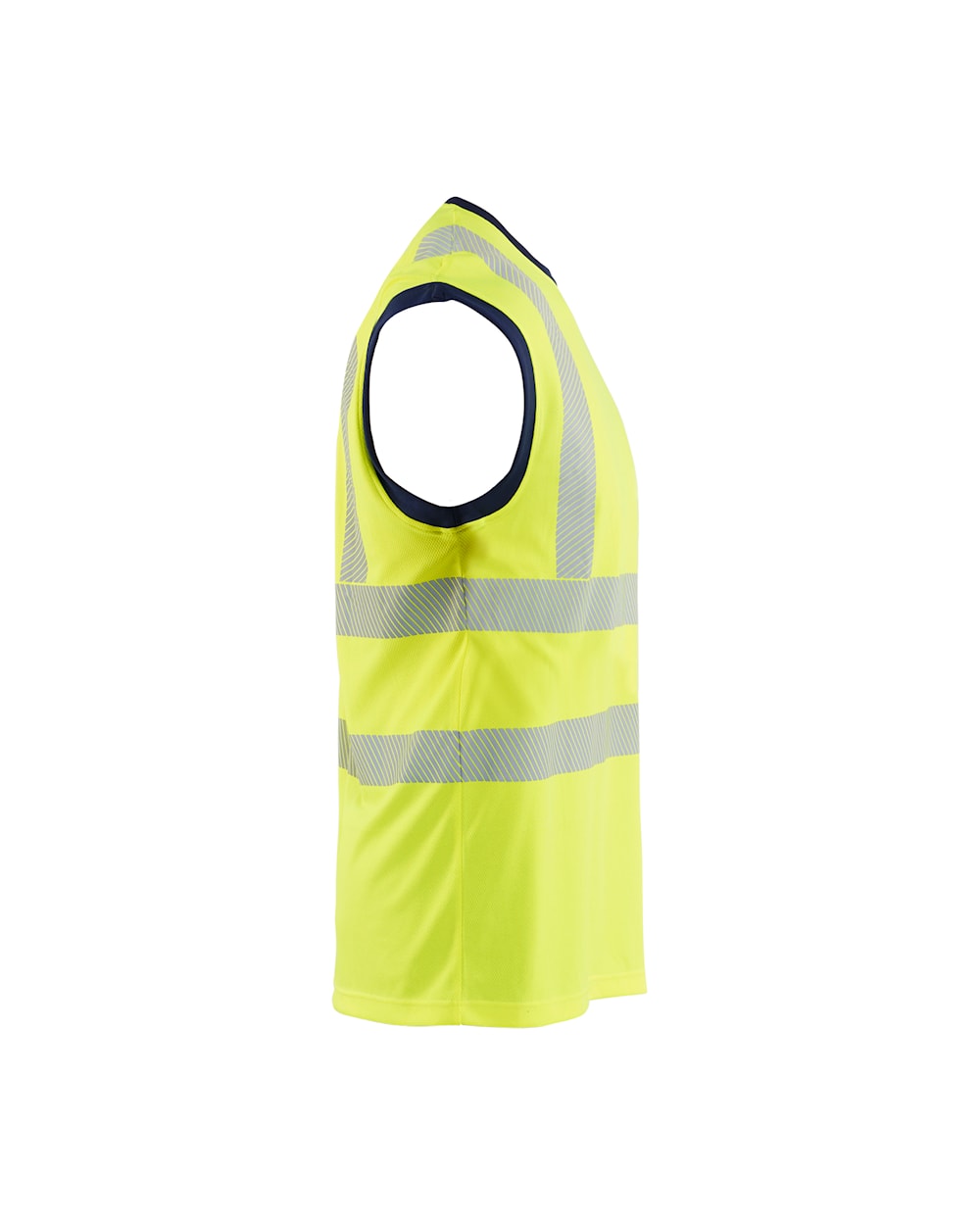 High Vis Tank Top von rechts in High Vis Gelb / Marineblau