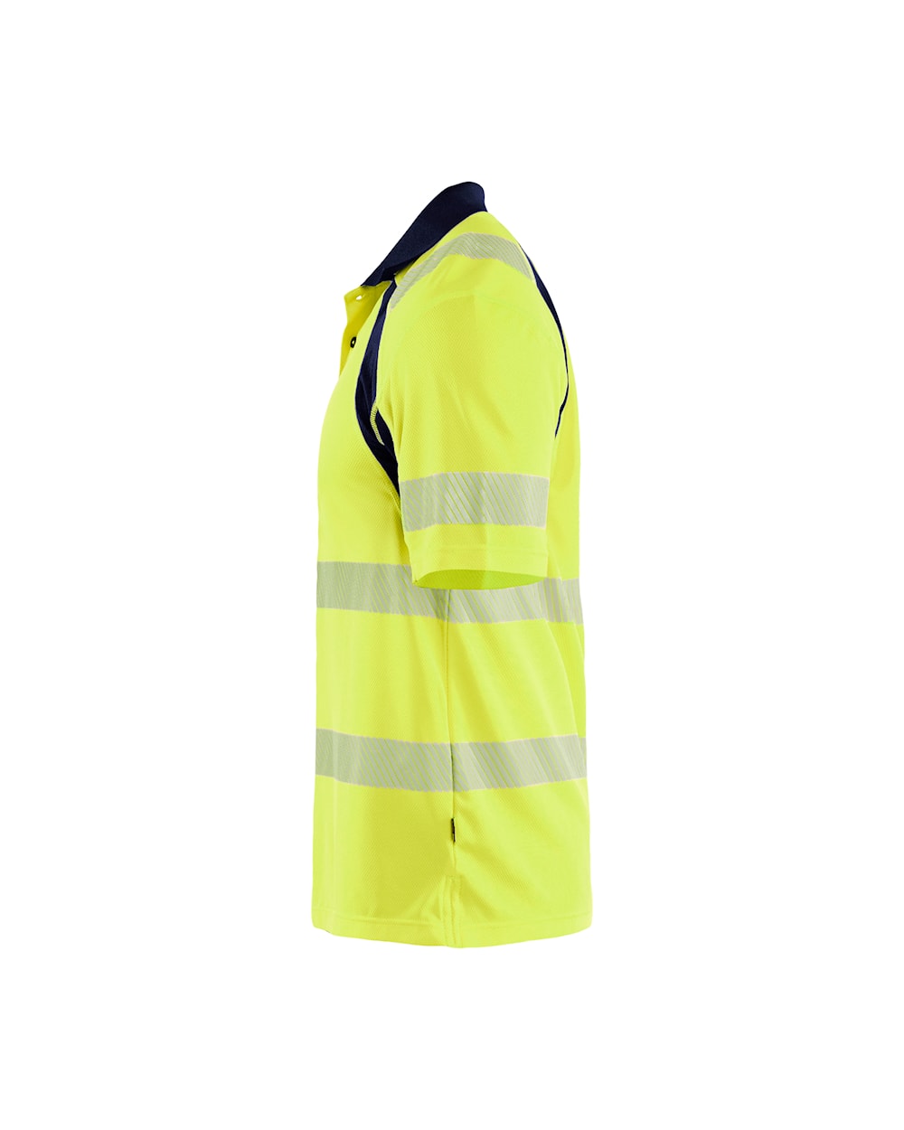 UV-Schutz High Vis Poloshirt von links in High Vis Gelb / Marineblau