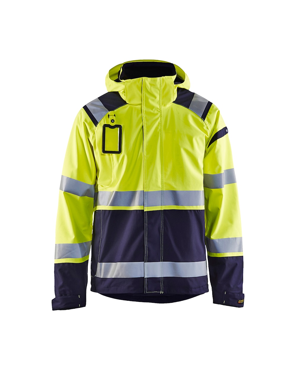 warnschutz winter softshelljacke high vis gelb/marineblau vorne