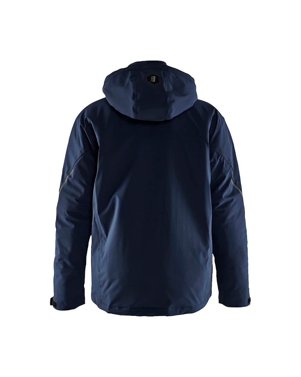 Arbeitsjacke Winter Herren, Softshell, Stretch, Dunkel-Marineblau-Schwarz, Ansicht hinten
