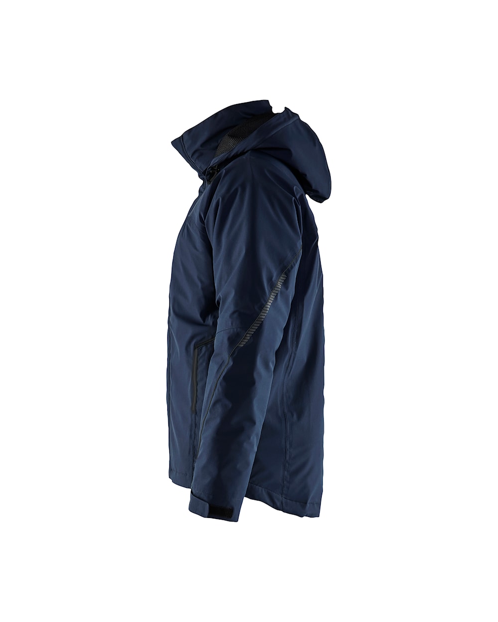 Arbeitsjacke Winter Herren, Softshell, Stretch, Dunkel-Marineblau-Schwarz, linke Seite