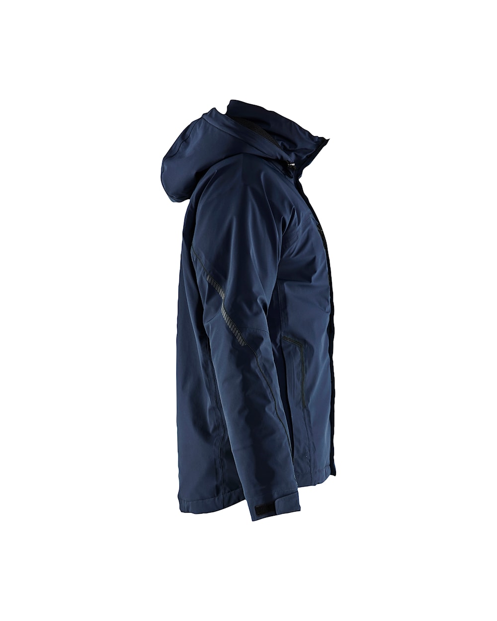 Arbeitsjacke Winter Herren, Softshell, Stretch, Dunkel-Marineblau-Schwarz, rechte Seite