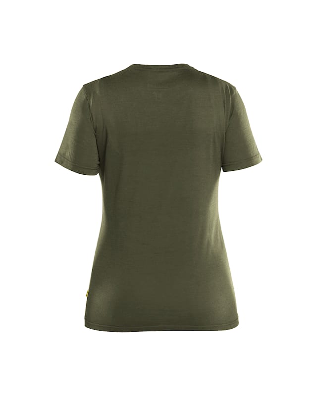 Blåkläder Damen Merino T-Shirt, Ansicht von hinten, Slim-fit, in Waldgrün
