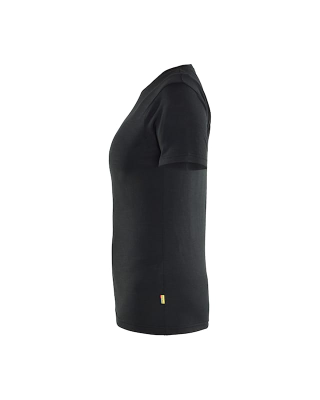 Blåkläder Damen Merinoshirt, Schwarz, Seitenansicht links, mit dezentem Logo
