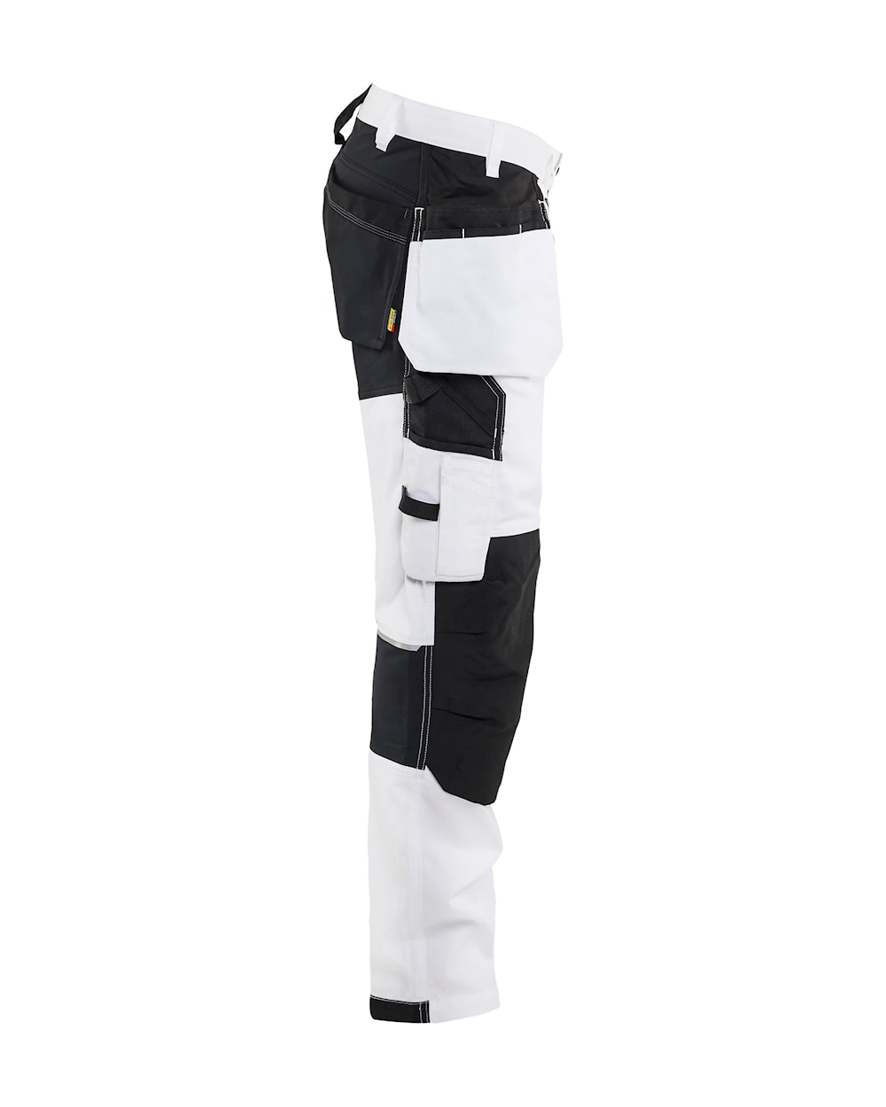 Blåkläder Malerhose Stretch, Seitenansicht rechts, mit ergonomischen Details und Kniepolstertasche.