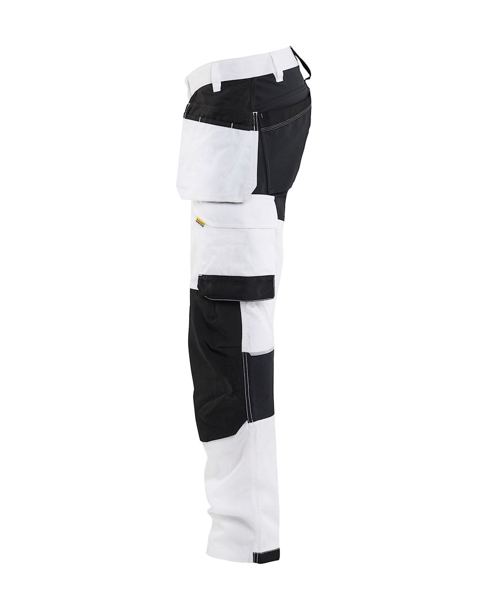 Blåkläder Malerhose Stretch, Seitenansicht links, mit Werkzeugschlaufen und funktionalen Taschen.