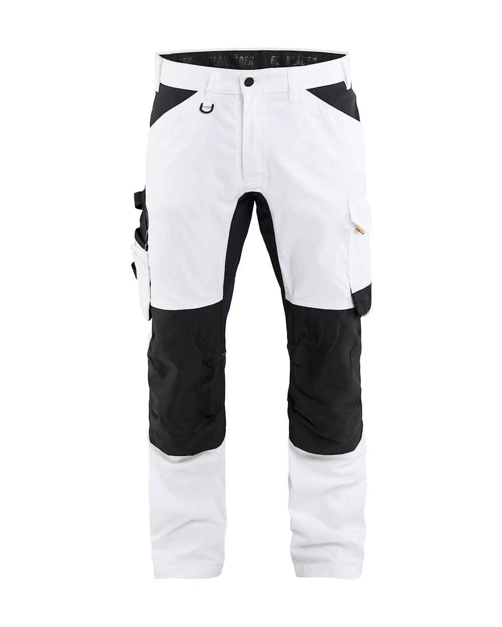 Weiße Blåkläder Bundhose Stretch, Ansicht von vorne, mit sichtbaren Taschen und ergonomischem Schnitt