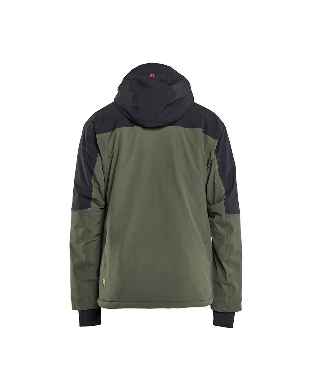 Winterjacke Arbeit, Stretch, Waldgruen-Rost, Ansicht von hinten, mit Kapuze