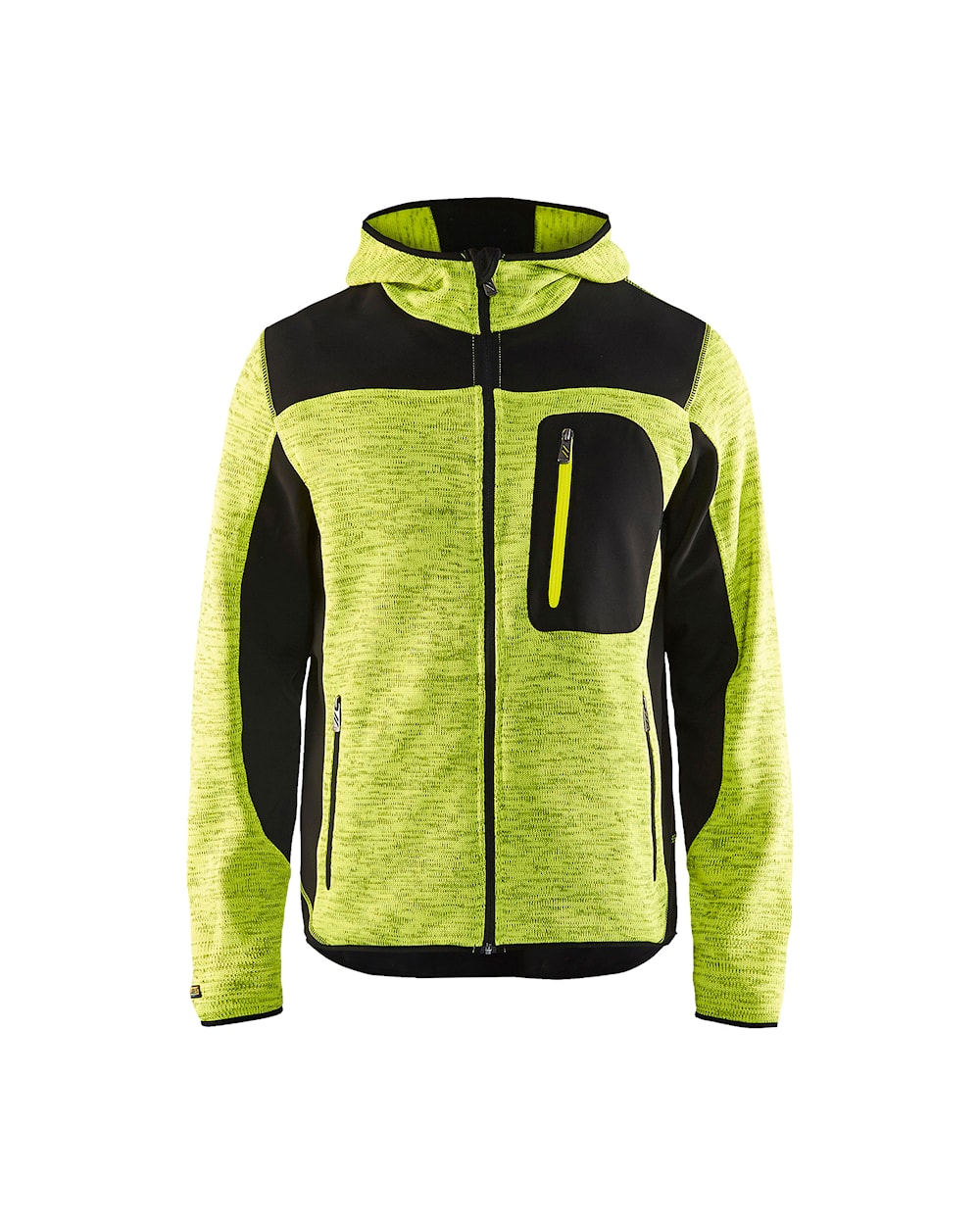Blakläder Strickjacke von vorne in High Vis Gelb / Schwarz