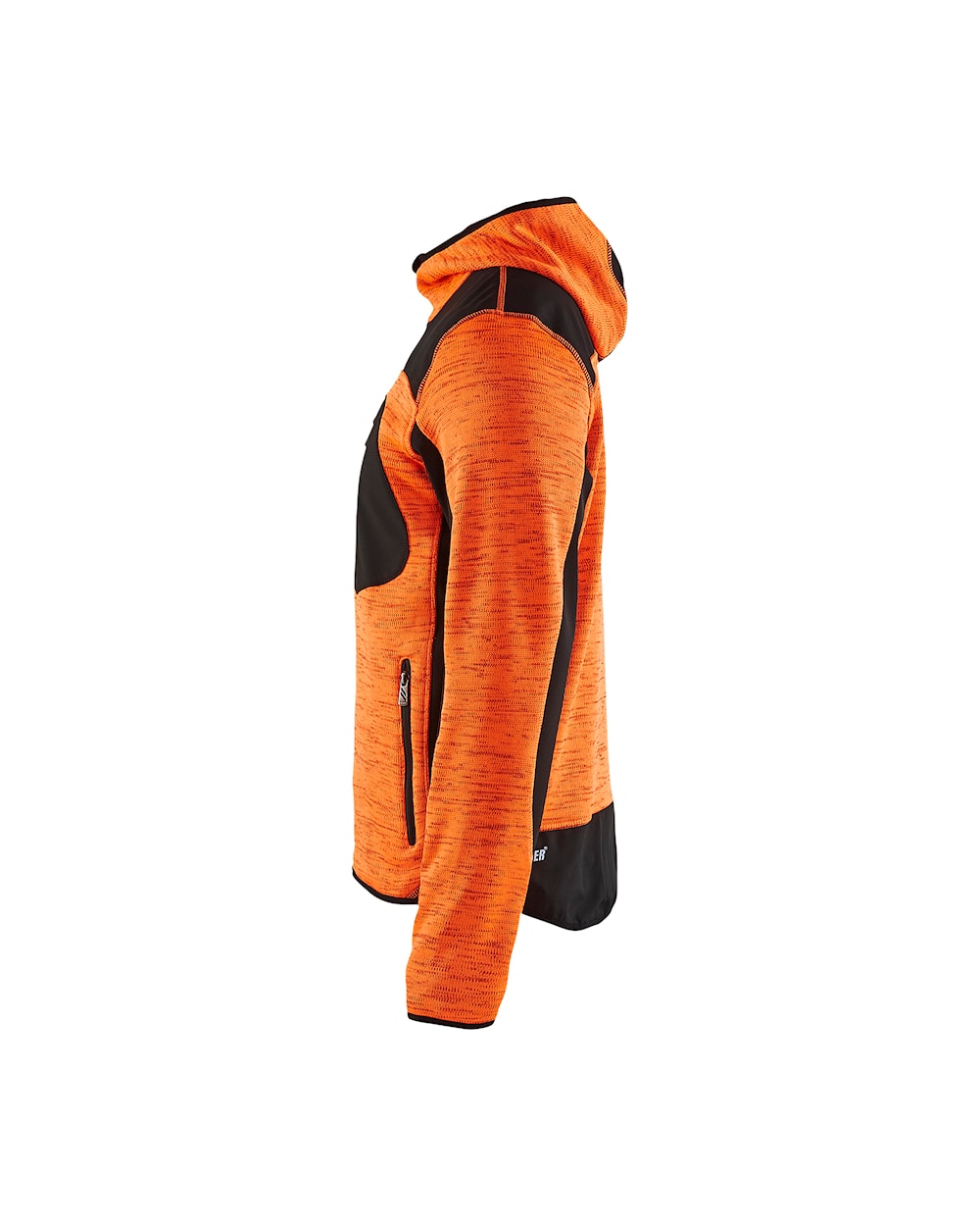Blakläder Strickjacke von links in High Vis Orange / Schwarz