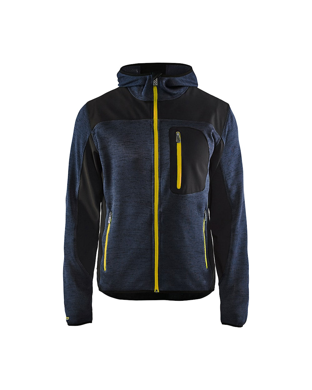 Blakläder Strickjacke von vorne in Dunkelblau / Gelb