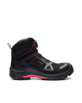 Gecko Sicherheitsstiefel seitlich in Schwarz/Rot