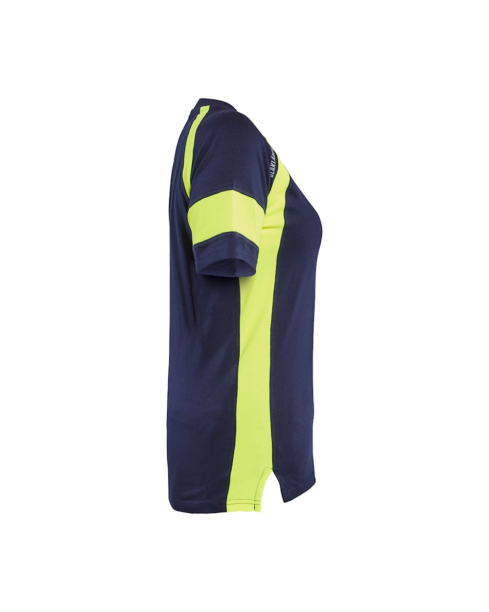 Damen T-Shirt mit High Vis von rechts in Marineblau / Gelb