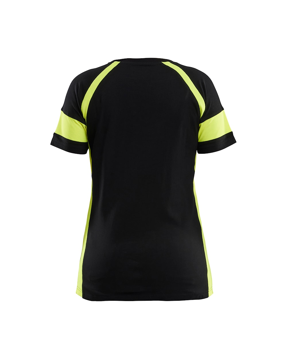 Damen T-Shirt mit High Vis von hinten in Schwarz / Gelb