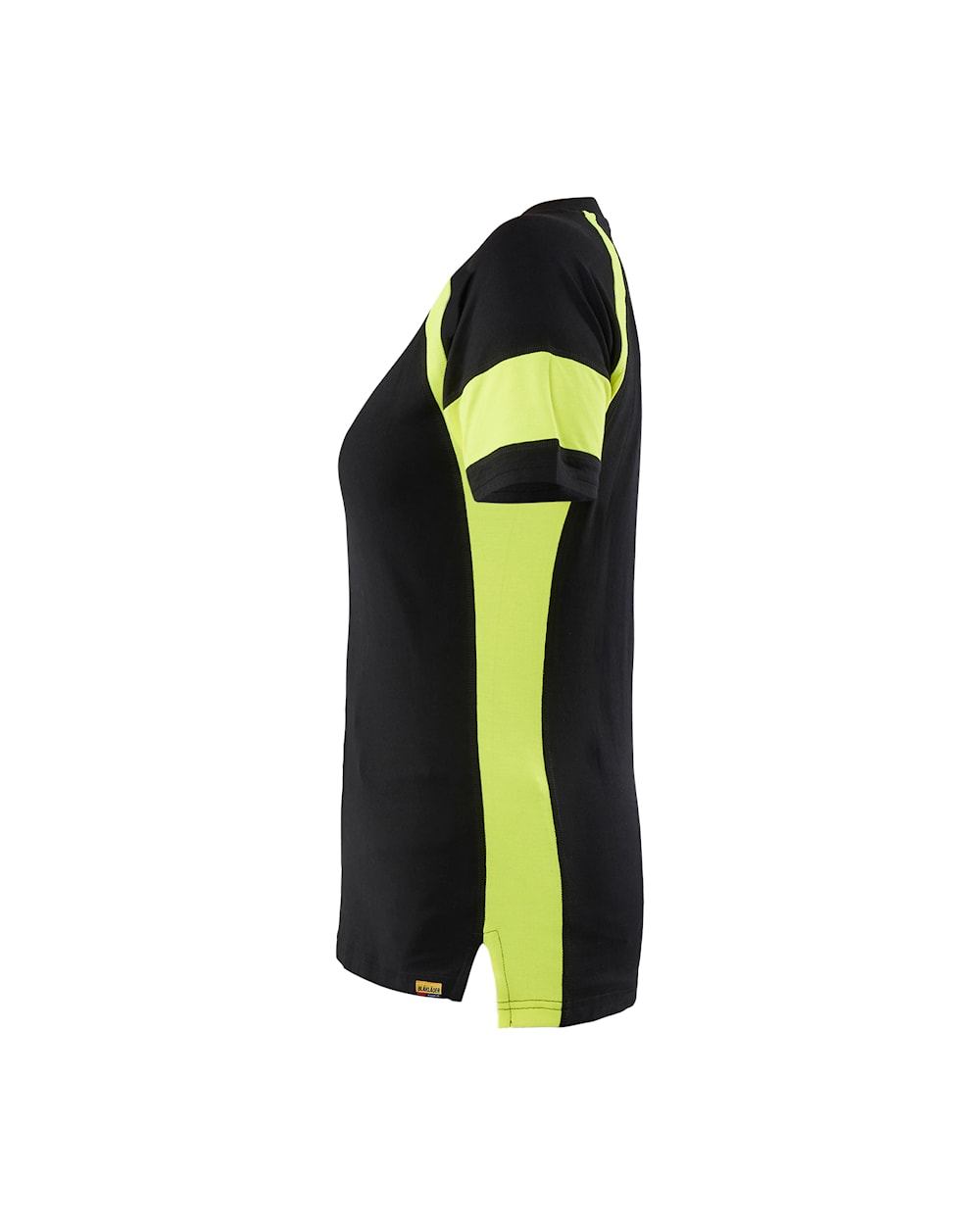 Damen T-Shirt mit High Vis von links in Schwarz / Gelb