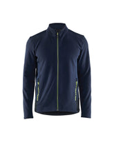 Mikrofleece-Jacke vorne in dunkel Marineblau / High Vis Gelb