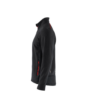 Mikrofleece-Jacke links in Schwarz / Rot