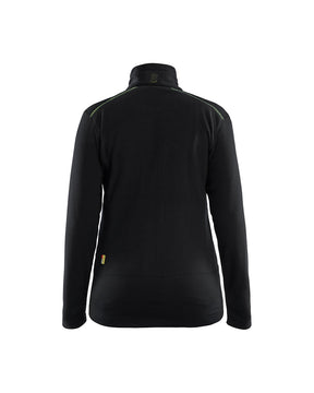 Damen Microfleece-Jacke hinten in Schwarz / Gelb