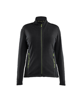 Damen Microfleece-Jacke vorne in Schwarz / Gelb