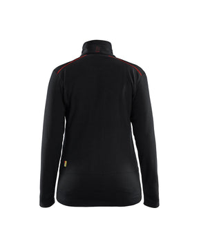 Damen Microfleece-Jacke hinten in Schwarz / Gelb