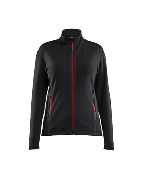 Damen Microfleece-Jacke vorne in Schwarz / Rot