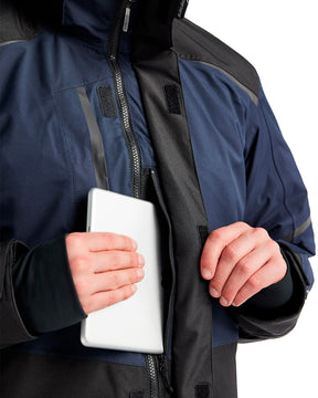 Arbeitsjacke Winter, Dunkel-Marineblau-Schwarz, Tasche für iPad