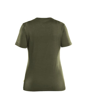 Blåkläder Damen Merino T-Shirt, Ansicht von hinten, Slim-fit, in Waldgrün