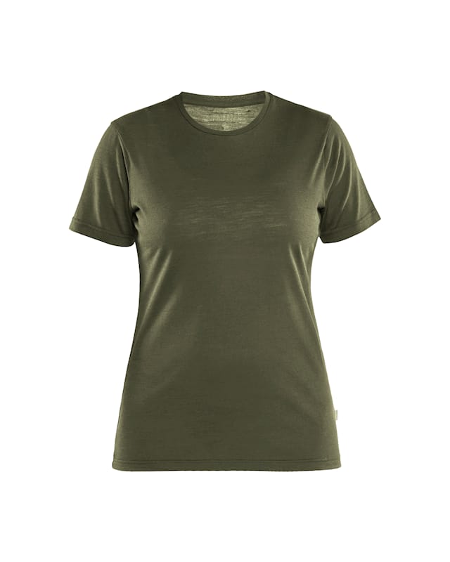 Blåkläder Damen Merino T-Shirt, Slim Fit, Ansicht von vorne, in der Farbe Waldgrün