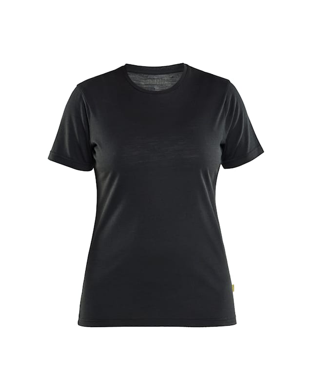 Blåkläder Damen Merino T-Shirt, Slim Fit, Ansicht von vorne, Schwarz, Merinowolle