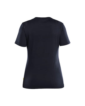 Blåkläder Damen Merinoshirt, Ansicht von hinten, Dunkel-Marineblau, Slim-Fit