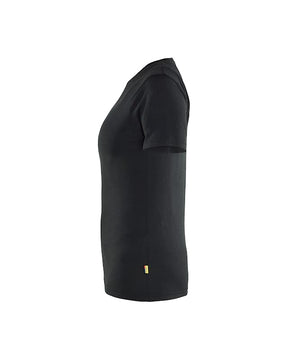Blåkläder Damen Merinoshirt, Schwarz, Seitenansicht links, mit dezentem Logo