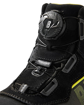 S3 Sicherheitsschuhe Winter, Schwarz-Gelb, Ansicht Detail, Freelock-Verschluss