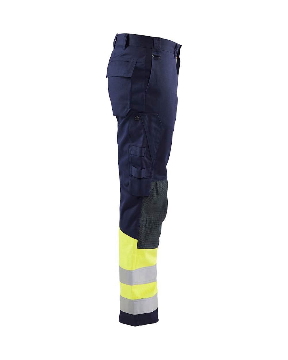 Multinorm Arbeitshose von rechts in Marineblau / High Vis gelb