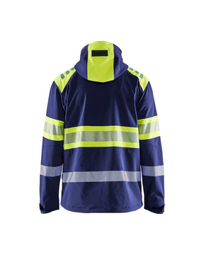 Warnjacke Softshell hinten Marineblau / High Vis Gelb 