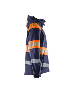 Warnjacke Softshell von rechts in Marineblau / Orange