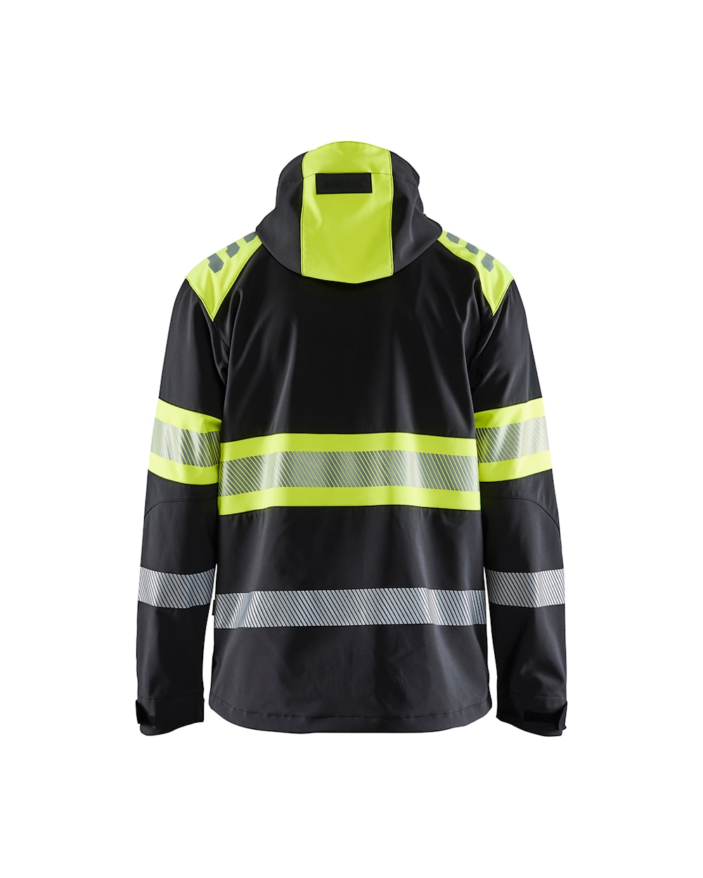 Warnjacke Softshell von hinten in schwarz