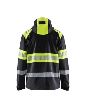 Warnjacke Softshell von hinten in schwarz