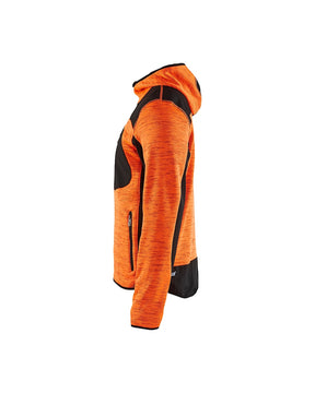 Blakläder Strickjacke von links in High Vis Orange / Schwarz