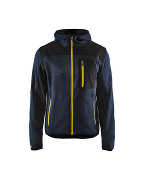Blakläder Strickjacke von vorne in Dunkelblau / Gelb