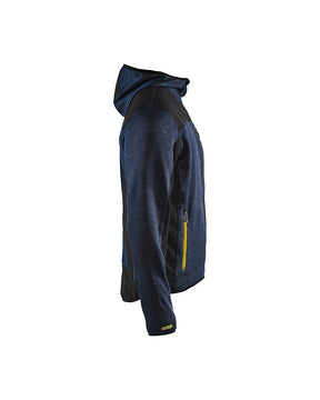 Blakläder Strickjacke von rechts in Dunkelblau / Gelb