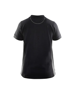 Damen Polo Shirt in Grau-Schwarz von Hinten