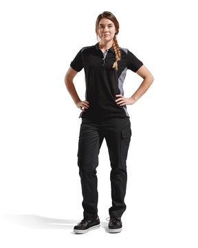 Damen Polo Shirt Grau-Schwarz