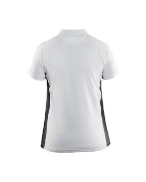 Damen Polo Shirt Weiß-Grau Hinten