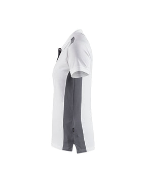 Damen Polo Shirt in Weiß-Grau von Links