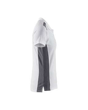 Damen Polo Shirt in Weiß-Grau von Rechts