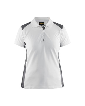 Damen Polo Shirt in Weiß-Grau von Vorne