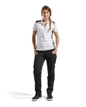 Damen Polo Shirt in Weiß-Grau