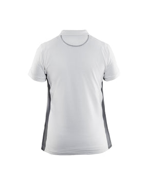 Damen Polo Shirt in Weiß-Grau von Hinten